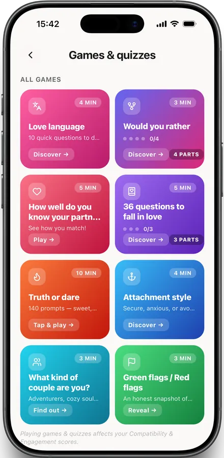 OurCouple app — today's ritual