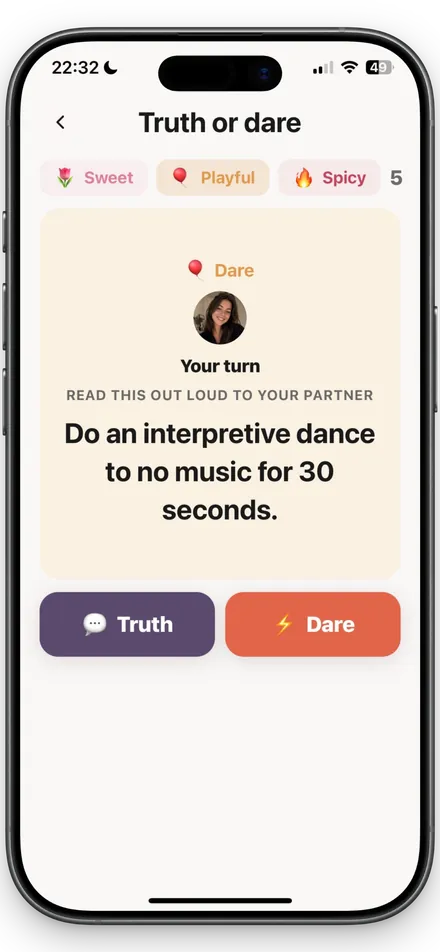 OurCouple app — today's ritual